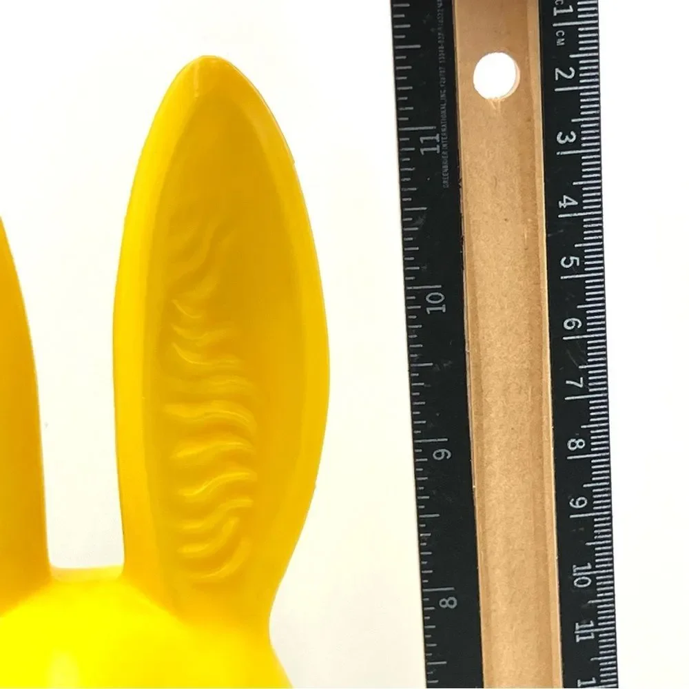 Vintage 70s Bromar Yellow Clear Easter‎ Bunny Blow Mold Candy Holder Piggy Bank